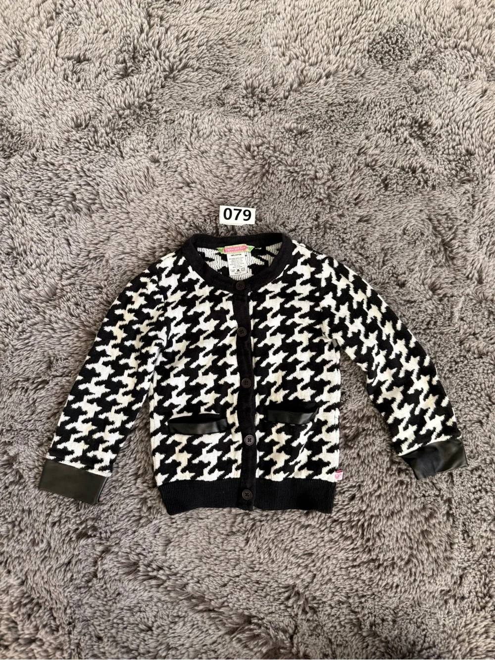Black & White Houndstooth Kids Blazer Cardigan - ( )